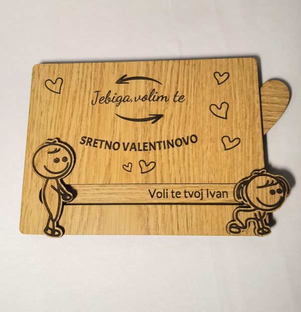Sretno Valentinovo drvena posveta