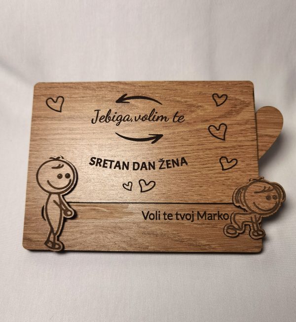 Sretan dan žena drvena posveta